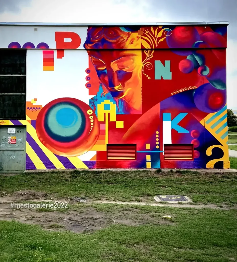 Mesto galerie, Mural malba, 2022, Mlada Boleslav, Ceska republika, Panika71