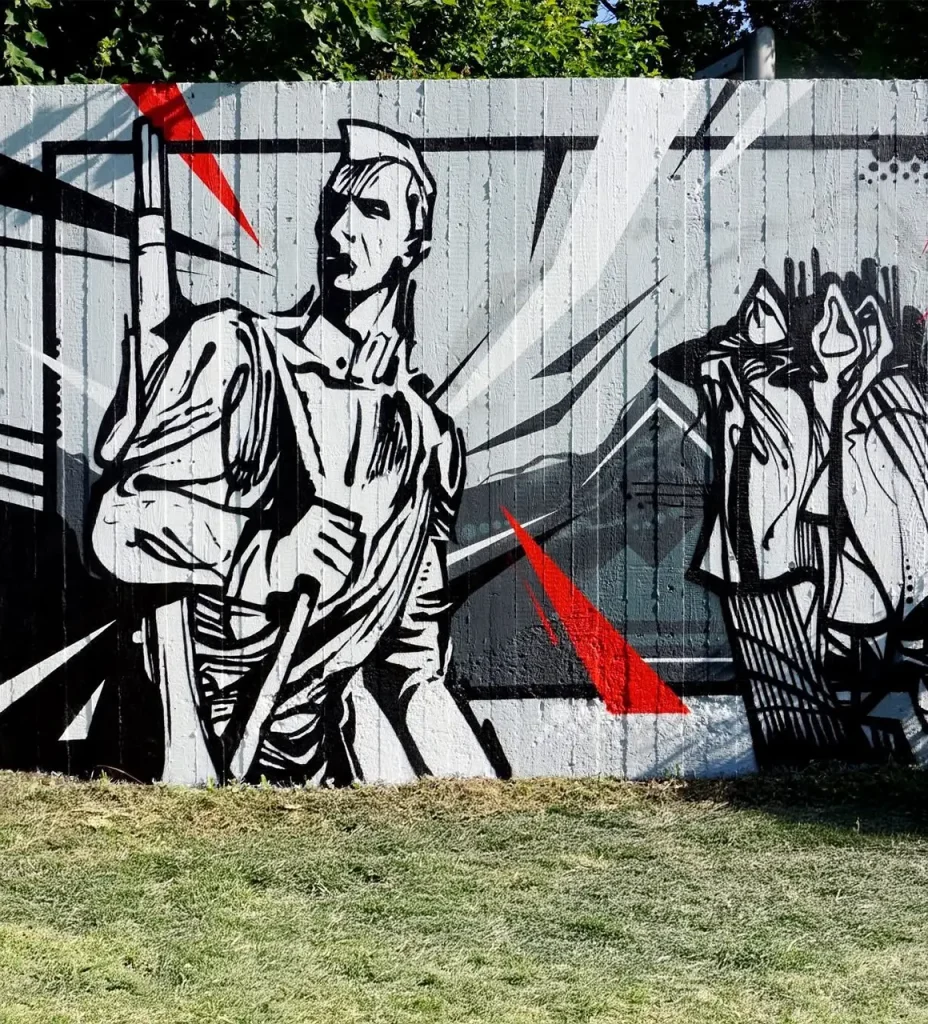 panik71 Muzeum SNP Banska Bystrica mural 2021, Panika71 - Umělecké portfolio, 2026, Múzeum SNP, Malba na objednávku | Jozef Spodniak